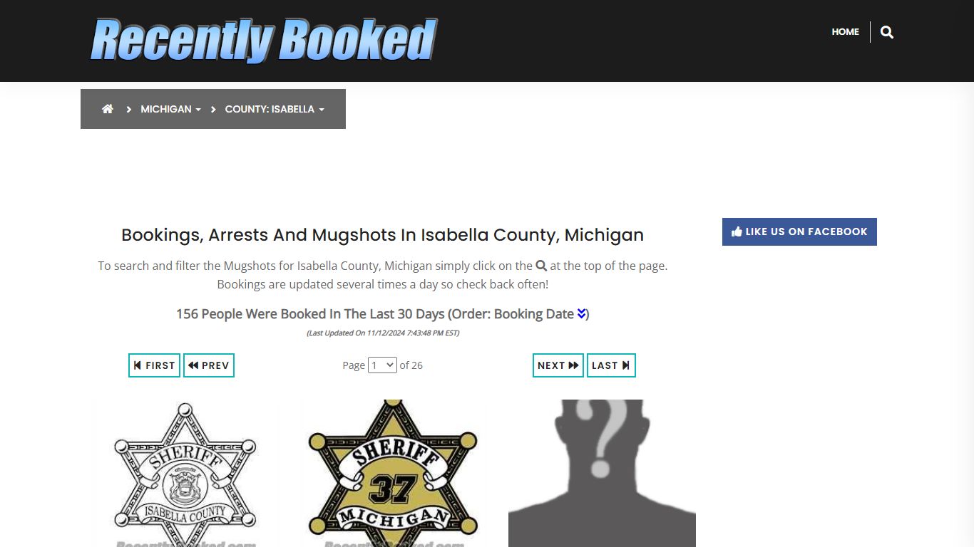 Bookings, Arrests and Mugshots in Isabella County, Michigan