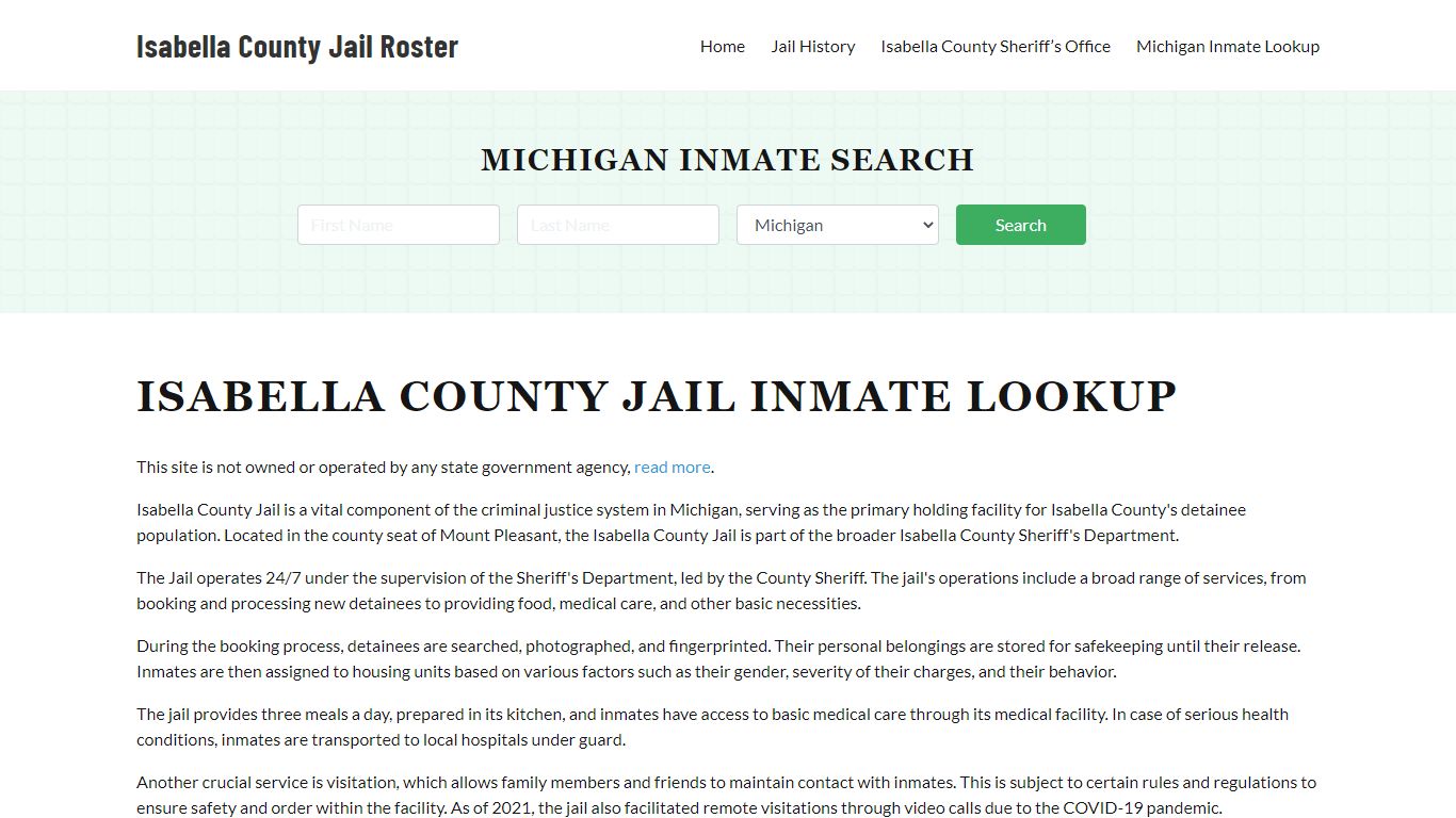 Isabella County Jail Roster Lookup, MI, Inmate Search